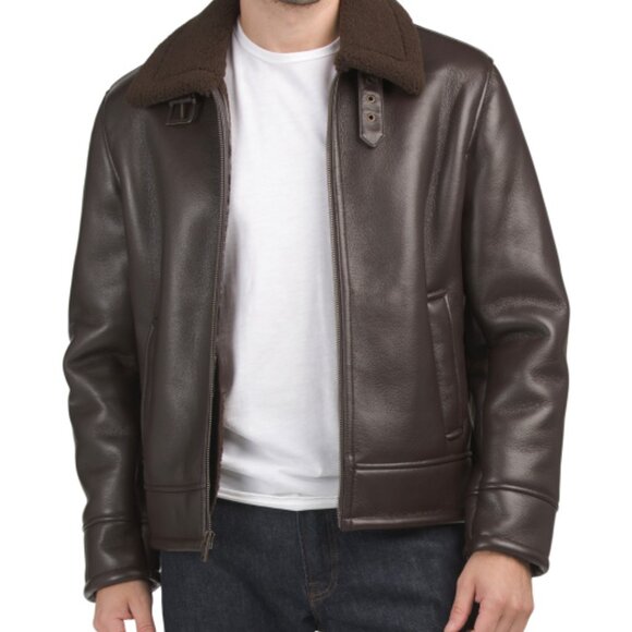 NEW ANDREW MARC Cadman Aviator Jacket in brown for men 1025 8m4 - Picture 4 of 5